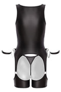 Ensemble BDSM Noir Cotelli - Porte-jarretelles & String Ouvert - 4