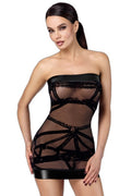 Mini robe floquée Bondesque épaules nues - Noir Handmade - 1