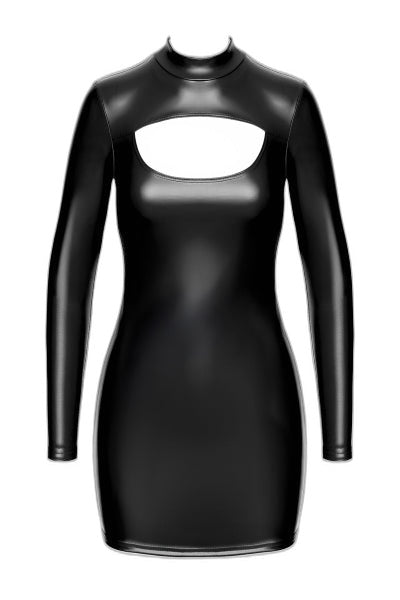Minirobe élégant en wetlook – Noir – Noir