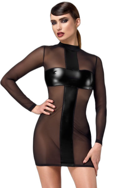 Minirobe élégant en tulle transparent – Noir