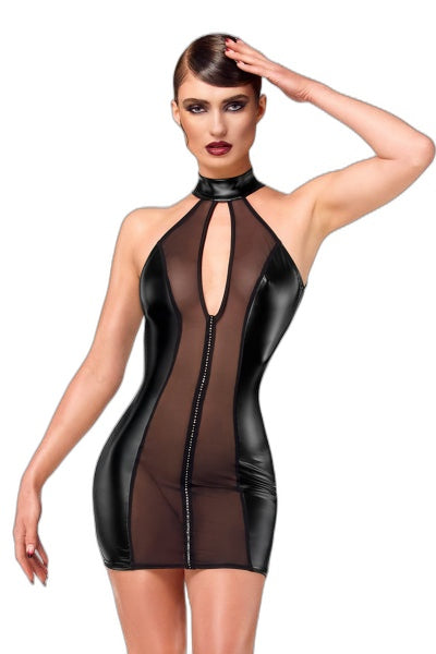 Mini Robe Tulle & Wetlook Luxuria F370 - Noir - 1