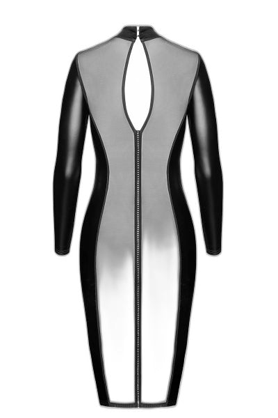 Robe Fuseau Crystal F371 - Noir Handmade Powerwetlook - 4 | Voyage Sensuel