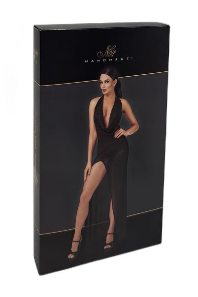 Robe Longue Fendue Onyx F373 - Tulle Argenté & Strass - 3 | Voyage Sensuel