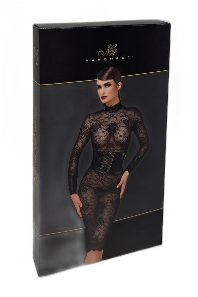 Robe Corset Noirelle - Dentelle Noire & Effet Mouillé - 3