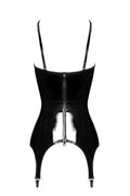 Corset Porte-Jarretelle Vinyle Noir Handmade F381 - 4