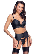 Ensemble lingerie 3 pièces porte-jarretelles noir Cottelli - 1