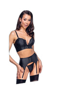 Ensemble lingerie 3 pièces porte-jarretelles noir Cottelli - 3
