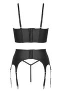 Ensemble lingerie 3 pièces porte-jarretelles noir Cottelli - 4