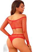 Ensemble lingerie résille rouge 2 pièces - J Lingerie - 2