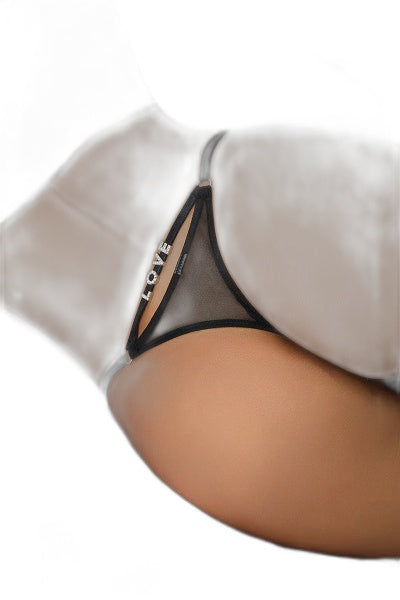 String Cœur et Strass Noir Litolu — Séduction Brillante
