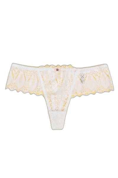 String dentelle blanc dos lacé - Litolu Lingerie