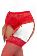 Porte-jarretelles dentelle Rouge & String Litolu — Séduction Élégante - 2