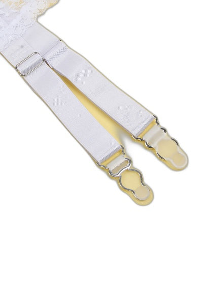 Porte-jarretelles & String Blanc Dentelle Résille - Litolu - 3 | Voyage Sensuel