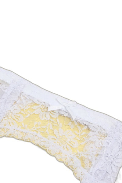 Porte-jarretelles & String Blanc Dentelle Résille - Litolu - 4 | Voyage Sensuel