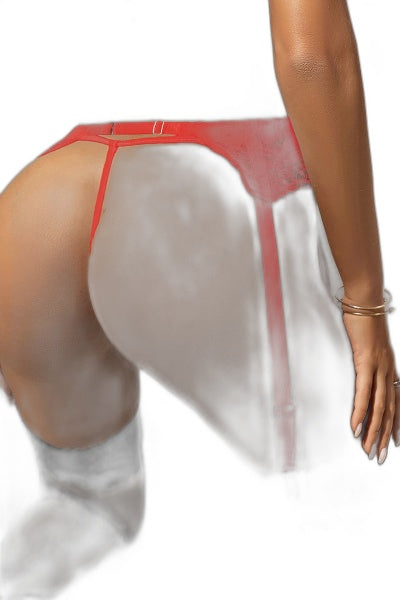 Porte-jarretelles et String Rouge Dentelle Résille | Litolu - 5 | Voyage Sensuel