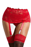 Porte-jarretelles dentelle large rouge - Litolu - 1