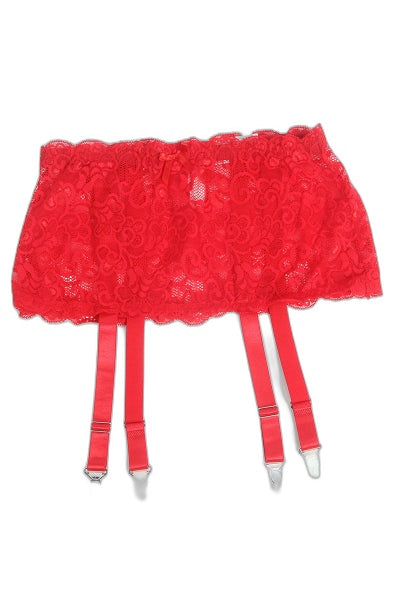 Porte-jarretelles dentelle large rouge - Litolu - 4 | Voyage Sensuel