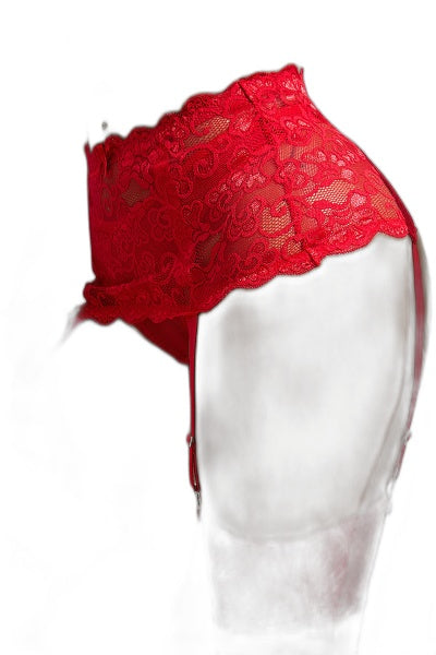 Porte-jarretelles dentelle large rouge - Litolu - 5 | Voyage Sensuel