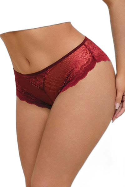 Tanga Dentelle Bijou Cœur Bordeaux - Litolu