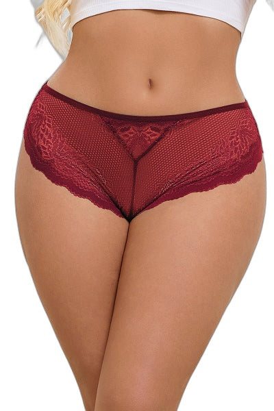 Tanga Dentelle Bijou Cœur Bordeaux - Litolu - 5 | Voyage Sensuel