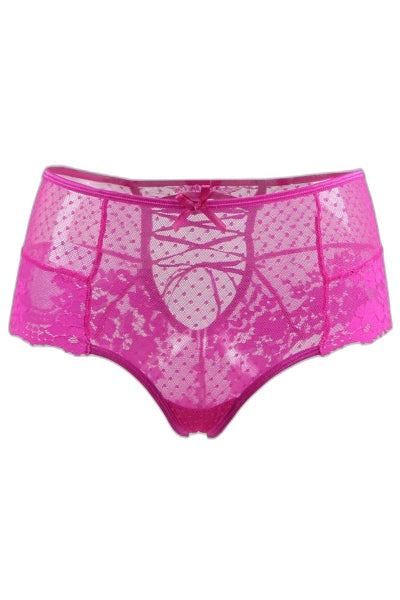 Tanga Lacé Dentelle Rose Taille Haute | Litolu - 4 | Voyage Sensuel