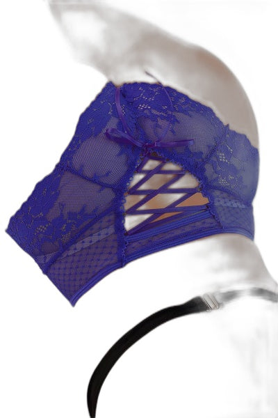 Tanga Dentelle Bleu Taille Haute — Séduction & Confort