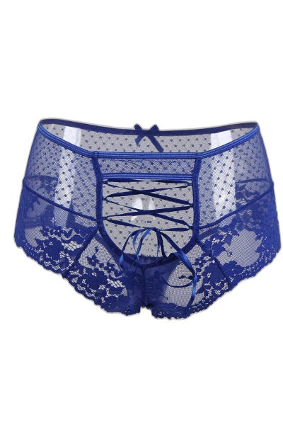 Tanga Dentelle Bleu Taille Haute — Séduction & Confort - 3