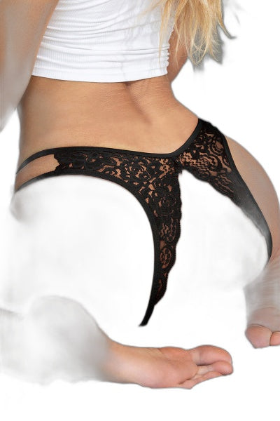 String ouvert dentelle noire - Séduction affirmée - 5 | Voyage Sensuel