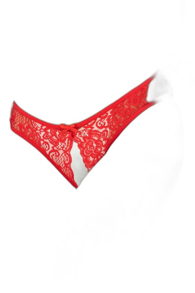 String Ouvert Dentelle Rouge — Séduction Affirmée