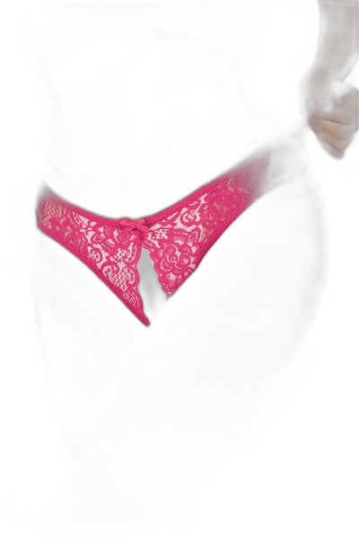 String Ouvert Dentelle Rose - Séduction Raffinée