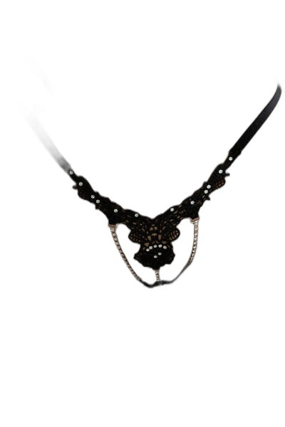 String ouvert floral Noir Litolu Lingerie