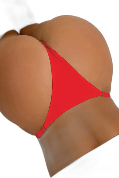 String Ouvert Floral Rouge Litolu - Dentelle Brodée 3D