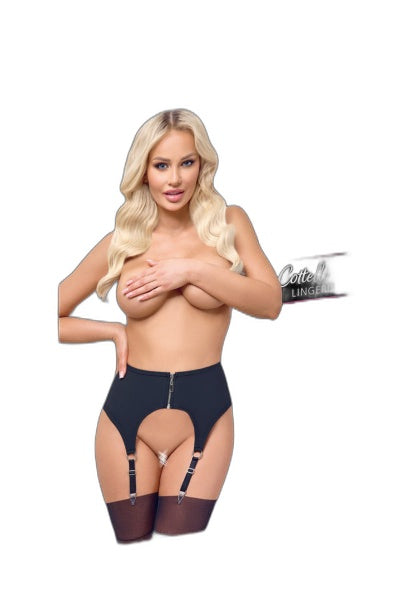 Porte-jarretelles noir mat Cottelli — Fermeture éclair audacieuse - 3 | Voyage Sensuel
