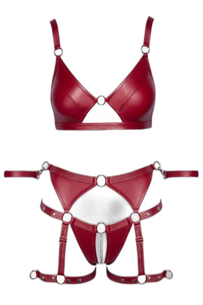 Set Soutien-gorge & Slip Ouvert Bondage Rouge