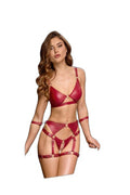 Set Soutien-gorge & Slip Ouvert Bondage Rouge - 3
